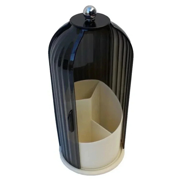 New MCM Retro Art Deco Black Rotating Makeup Organizer Carousel Vanity - Picture 2 of 4